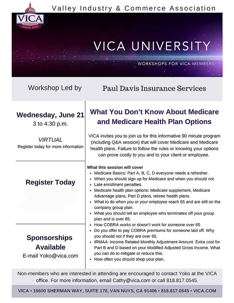 Medicare Free Webinar by Paul Davis for VICA University